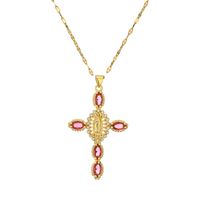 Simple Style Commute Human Cross Stainless Steel Copper Plating Inlay Zircon Gold Plated Pendant Necklace sku image 7