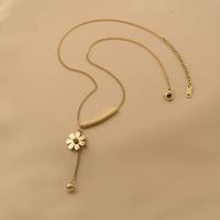 304 Stainless Steel 18K Gold Plated Vintage Style Sweet Plating Daisy Pendant Necklace main image 2