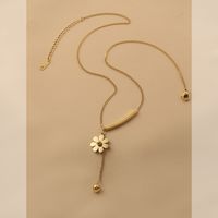 304 Stainless Steel 18K Gold Plated Vintage Style Sweet Plating Daisy Pendant Necklace main image 4