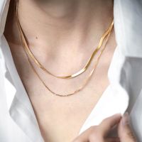 Casual Vintage Style Solid Color Titanium Steel Plating 18k Gold Plated Layered Necklaces main image 3