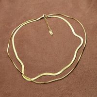 Casual Vintage Style Solid Color Titanium Steel Plating 18k Gold Plated Layered Necklaces main image 4
