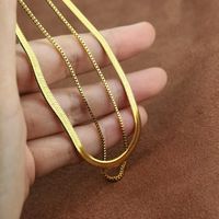Casual Vintage Style Solid Color Titanium Steel Plating 18k Gold Plated Layered Necklaces main image 5