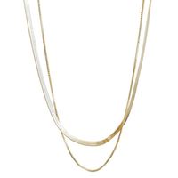 Lässig Vintage-stil Einfarbig Titan Stahl Überzug 18 Karat Vergoldet Geschichtete Halskette sku image 2