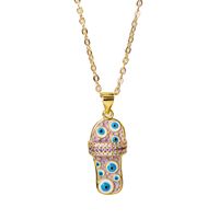 Casual Funny Slippers Eye Copper Enamel Plating Zircon Gold Plated Pendant Necklace main image 4