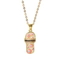 Casual Funny Slippers Eye Copper Enamel Plating Zircon Gold Plated Pendant Necklace sku image 2