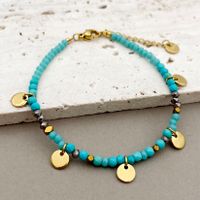 IG Style Casual Round 304 Stainless Steel Natural Stone Labradorite Gold Plated Bracelets In Bulk main image 3