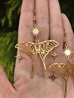 1 Pair Exaggerated Bohemian Sun Star Butterfly Plating Hollow Out Alloy Drop Earrings main image 2