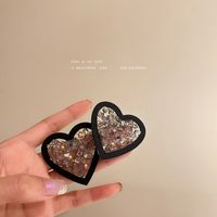 Retro Heart Shape Arylic Irregular Inlay Artificial Crystal Women's Ear Studs main image 6