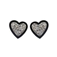 Retro Heart Shape Arylic Irregular Inlay Artificial Crystal Women's Ear Studs main image 4