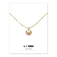 Elegant Simple Style Round Copper Plating Inlay Pearl Pendant Necklace sku image 1