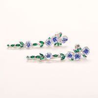 1 Pair Fairy Style Retro Flower Enamel Inlay Copper Zircon Drop Earrings main image 4