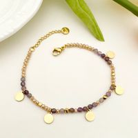 IG Style Casual Round 304 Stainless Steel Natural Stone Labradorite Gold Plated Bracelets In Bulk sku image 4