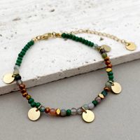 IG Style Casual Round 304 Stainless Steel Natural Stone Labradorite Gold Plated Bracelets In Bulk sku image 1