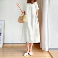 Women's Regular Dress Elegant Classic Style Round Neck Short Sleeve Solid Color Midi Dress Casual Outdoor Daily main image 3