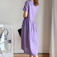 Women's Regular Dress Elegant Classic Style Round Neck Short Sleeve Solid Color Midi Dress Casual Outdoor Daily main image 9