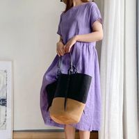 Women's Regular Dress Elegant Classic Style Round Neck Short Sleeve Solid Color Midi Dress Casual Outdoor Daily main image 5