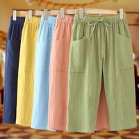 Vintage Style Vacation Solid Color Cotton Multiple Pockets Patchwork Washed Casual Pants main image 10