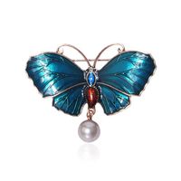 Retro Butterfly Imitation Pearl Alloy Rhinestone Women's Brooches sku image 17