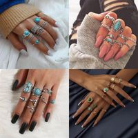 Vintage Style Ethnic Style Geometric Metal Plating Inlay Turquoise Women's Rings main image 8