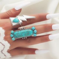 Vintage Style Ethnic Style Geometric Metal Plating Inlay Turquoise Women's Rings main image 2