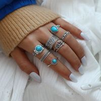 Vintage Style Ethnic Style Geometric Metal Plating Inlay Turquoise Women's Rings sku image 2