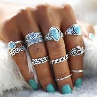 Vintage Style Ethnic Style Geometric Metal Plating Inlay Turquoise Women's Rings sku image 4