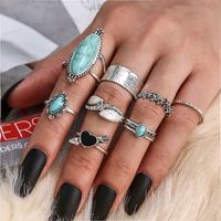 Vintage Style Ethnic Style Geometric Metal Plating Inlay Turquoise Women's Rings sku image 6