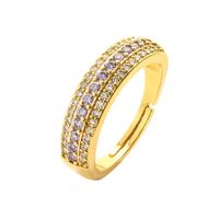 Simple Style Commute Round Copper Plating Inlay Zircon Gold Plated Open Ring sku image 4