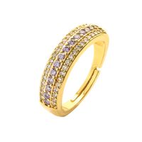 Simple Style Commute Round Copper Plating Inlay Zircon Gold Plated Open Ring main image 4