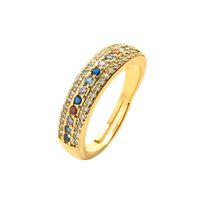 Simple Style Commute Round Copper Plating Inlay Zircon Gold Plated Open Ring sku image 1