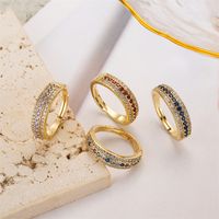 Simple Style Commute Round Copper Plating Inlay Zircon Gold Plated Open Ring main image 1