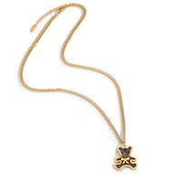 Titanium Steel 18K Gold Plated Sweet Plating Little Bear Bow Knot Acrylic Pendant Necklace main image 2