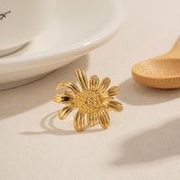 Ig Style Sunflower Stainless Steel Plating 18k Gold Plated Open Ring main image 3