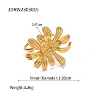 Ig Style Sunflower Stainless Steel Plating 18k Gold Plated Open Ring sku image 1