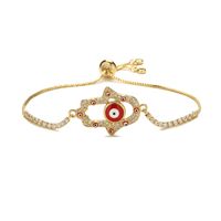 Ethnischer Stil Teufels Auge Hand Von Fatima Herzform Kupfer Inlay Zirkon Vergoldet Armbänder main image 6