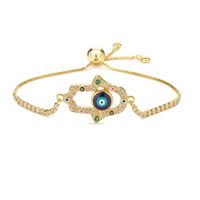 Ethnic Style Devil's Eye Hand Of Fatima Heart Shape Copper Inlay Zircon Gold Plated Bracelets sku image 2