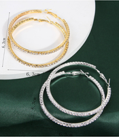 Exaggerated Simple Style Circle Alloy Inlay Rhinestones Women's Hoop Earrings main image 2