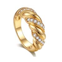 Simple Style Solid Color Brass Plating Inlay Zircon Gold Plated Rings sku image 6