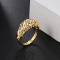 Simple Style Solid Color Brass Plating Inlay Zircon Gold Plated Rings main image 6