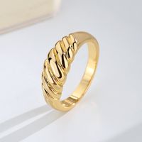 Simple Style Solid Color Brass Plating Inlay Zircon Gold Plated Rings sku image 2