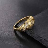 Simple Style Solid Color Brass Plating Inlay Zircon Gold Plated Rings main image 4