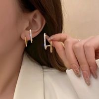 1 Pair Simple Style Solid Color Inlay Copper Zircon Ear Studs main image 6