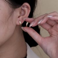 1 Pair Simple Style Solid Color Inlay Copper Zircon Ear Studs sku image 1
