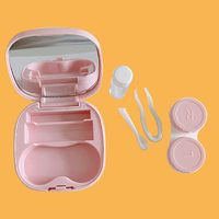 Simple And Portable Contact Lens Case Diy Glossy Oval Box Cosmetic Contact Lenses Couple Box Double Box Storage Box main image 5
