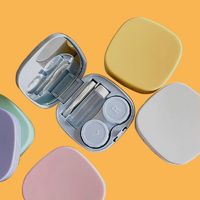 Simple And Portable Contact Lens Case Diy Glossy Oval Box Cosmetic Contact Lenses Couple Box Double Box Storage Box main image 4