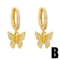 1 Pair Sweet Shiny Bee Dragonfly Butterfly Plating Inlay Copper Zircon 18k Gold Plated Drop Earrings main image 2