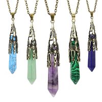Casual Simple Style Hexagon Prism Crystal Agate Pendant Necklace Long Necklace In Bulk main image 4