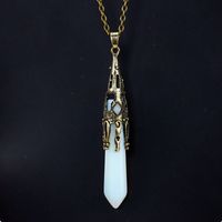 Casual Simple Style Hexagon Prism Crystal Agate Pendant Necklace Long Necklace In Bulk sku image 1