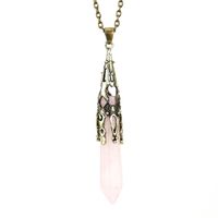 Casual Simple Style Hexagon Prism Crystal Agate Pendant Necklace Long Necklace In Bulk sku image 3