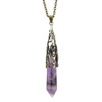 Casual Simple Style Hexagon Prism Crystal Agate Pendant Necklace Long Necklace In Bulk sku image 11
